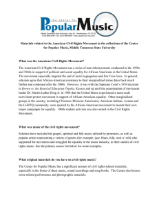 Materials related to the American Civil Rights Movement in the... for Popular Music, Middle Tennessee State University