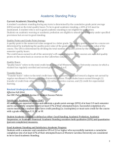 Academic Standing Policy Current Academic Standing Policy