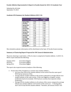 Faculty Athletics Representative’s Report to Faculty Senate for 2013-14 Academic... Academic GPA Summary for Student Athletes (2013-14)  Submitted by AJ Grube