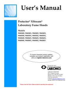 User’s Manual Protector XStream Laboratory Fume Hoods