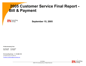 2005 Customer Service Final Report - Bill &amp; Payment September 15, 2005