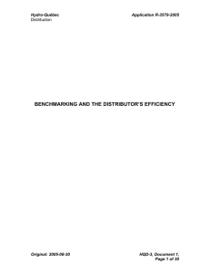 BENCHMARKING AND THE DISTRIBUTOR’S EFFICIENCY Hydro-Québec Application R-3579-2005