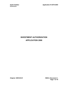 INVESTMENT AUTHORIZATION APPLICATION 2006 Hydro-Québec