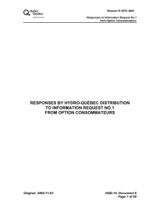 RESPONSES BY HYDRO-QUÉBEC DISTRIBUTION TO INFORMATION REQUEST NO.1 FROM OPTION CONSOMMATEURS