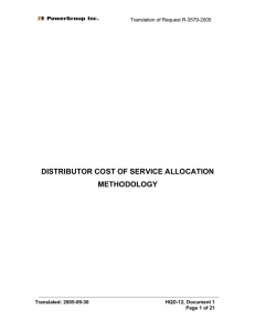 DISTRIBUTOR COST OF SERVICE ALLOCATION METHODOLOGY  Translation of Request R-3579-2005