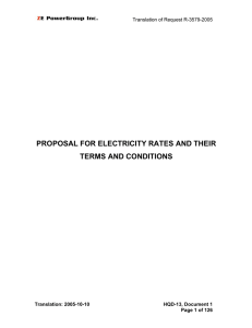 PROPOSAL FOR ELECTRICITY RATES AND THEIR TERMS AND CONDITIONS