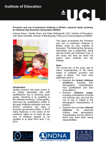 Provision  and  use  of  preschool ... for National Day Nurseries Association (NDNA)