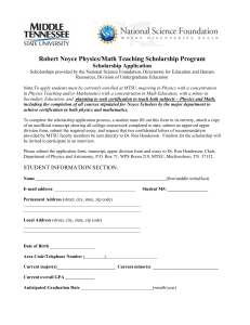 Robert Noyce Physics/Math Teaching Scholarship Program Scholarship Application