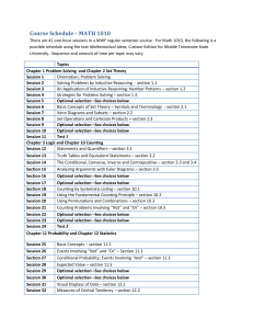 Course Schedule – MATH 1010