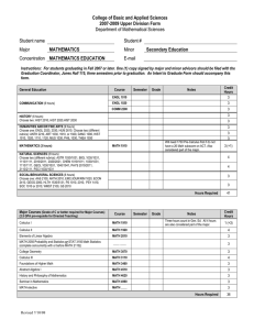 College of Basic and Applied Sciences 2007-2009 Upper Division Form