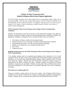 College of Mass Communication Student Emergency Micro‐Grant Program Application 