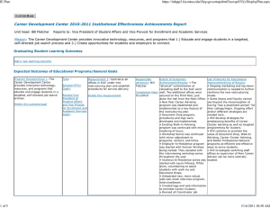 Career Development Center 2010-2011 Institutional Effectiveness Achievements Report