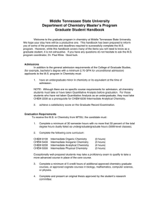 Middle Tennessee State University Department of Chemistry Master’s Program Graduate Student Handbook