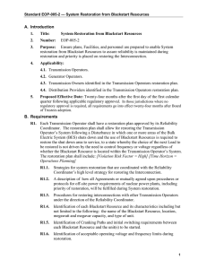 A.  Introduction 1. Title: System Restoration from Blackstart Resources