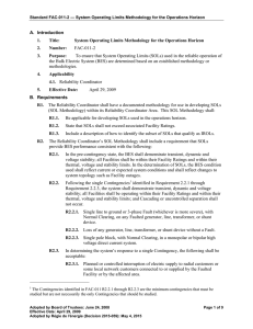 A. Introduction 1. Title: System Operating Limits Methodology for the Operations Horizon