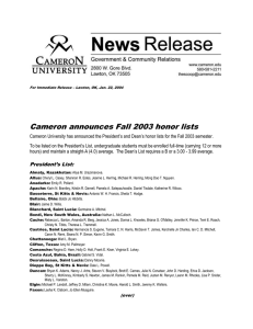 Cameron announces Fall 2003 honor lists