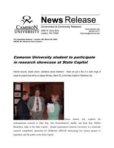 Cameron University student to participate in research showcase at State Capitol