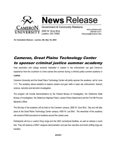 Cameron, Great Plains Technology Center to sponsor criminal justice summer academy