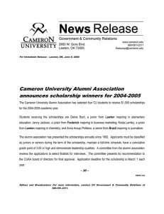 Cameron University Alumni Association announces scholarship winners for 2004-2005