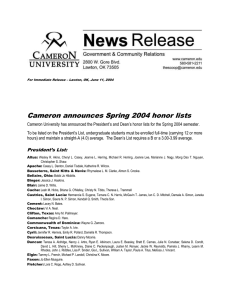 Cameron announces Spring 2004 honor lists