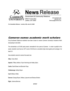 Cameron names academic merit scholars