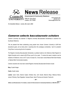 Cameron selects baccalaureate scholars
