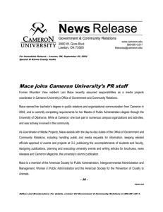 Mace joins Cameron University’s PR staff