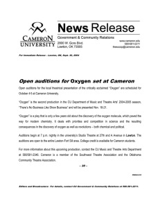 Open auditions for set at Cameron Oxygen