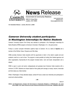 Cameron University student participates in Washington Internships for Native Students
