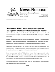 Southwest AHEC, local groups recognized for support of childhood immunization efforts