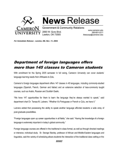 Department of foreign languages offers