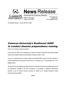 Cameron University’s Southwest AHEC to conduct disaster preparedness training