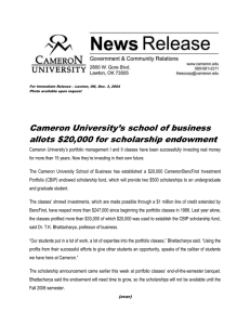 Cameron University’s school of business allots $20,000 for scholarship endowment