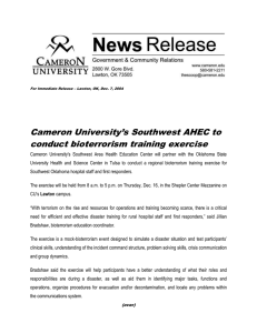 Cameron University’s Southwest AHEC to conduct bioterrorism training exercise