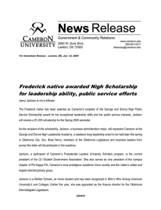 Frederick native awarded Nigh Scholarship for leadership ability, public service efforts