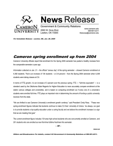 Cameron spring enrollment up from 2004