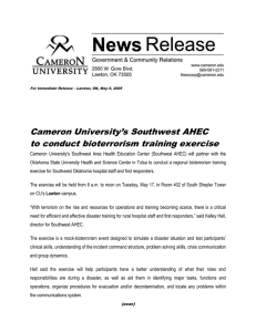 Cameron University’s Southwest AHEC to conduct bioterrorism training exercise