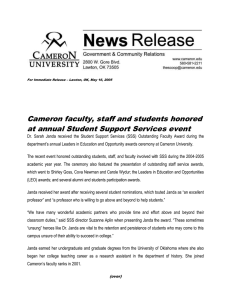 Cameron faculty, staff and students honored