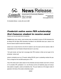 Frederick native earns PES scholarship; first Cameron student to receive award