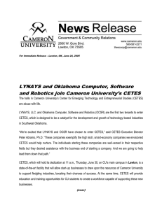LYNAYS and Oklahoma Computer, Software and Robotics join Cameron University’s CETES