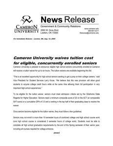 Cameron University waives tuition cost for eligible, concurrently enrolled seniors