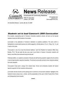 Students set to lead Cameron’s 2005 Convocation