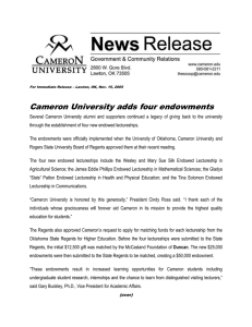 Cameron University adds four endowments