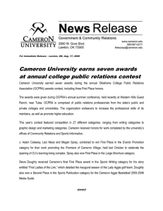 Cameron University earns seven awards at annual college public relations contest