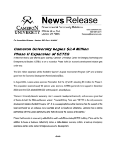 Cameron University begins $2.4 Million Phase II Expansion of CETES
