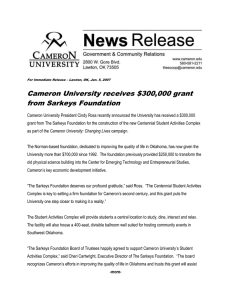 Cameron University receives $300,000 grant from Sarkeys Foundation