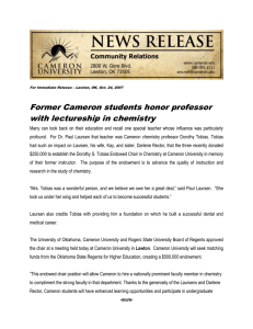 Former Cameron students honor professor with lectureship in chemistry