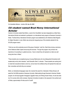 CU student named Brad Henry International Scholar