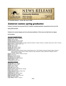 Cameron names spring graduates