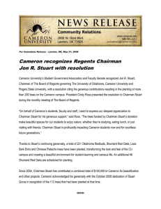 Cameron recognizes Regents Chairman Jon R. Stuart with resolution
